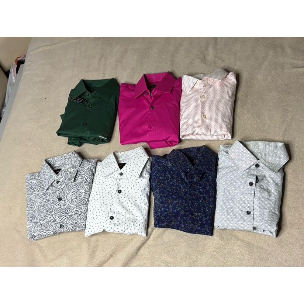 Lot of 7 J. Ferrar Men's Long Sleeve Button Down Slim Fit Shirt Size S
